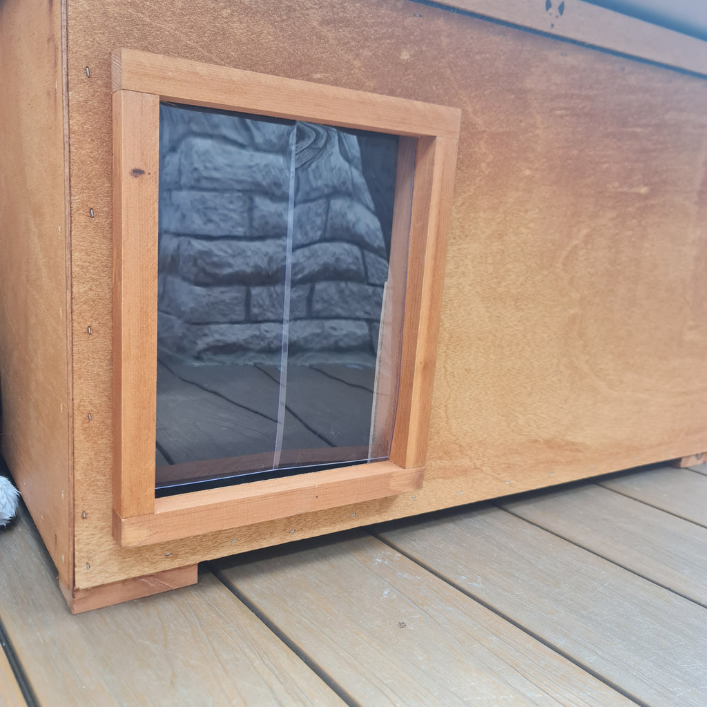 Giant outdoor cat house made of pet-safe wood