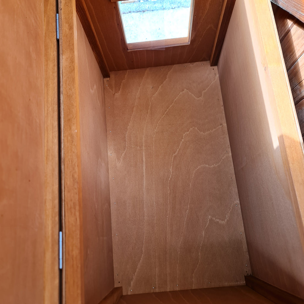 Side view showing extra height of cat house for climbing cats